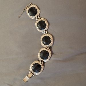 Vintage Judy Lee Black and SilverToned Bracelet